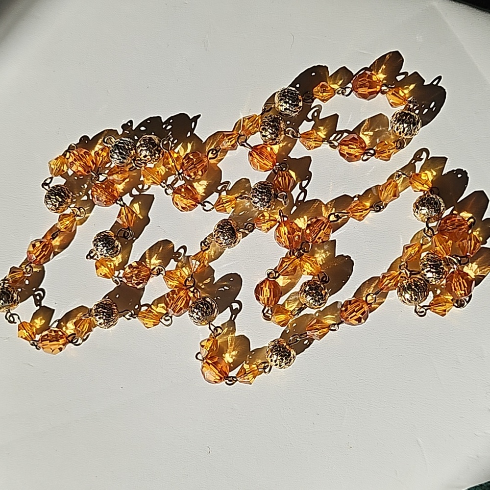 Amber and goldtone 36inch necklace